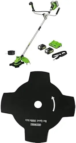 Greenworks 48V 2x24V débroussailleuse sans fil avec coupe-bordures sans balais – GD24X2BCB, 4 Ah, noir/gris