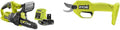 RYOBI Duo Sans Fil à Batterie 18V ONE+ : Tronçonneuse compacte 20 cm + Sécateur 18V - lames Bypass – 145 Nm, gris/jaune/beige