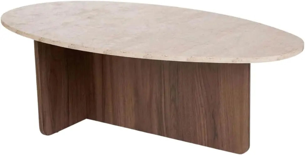Calicosy Table Basse avec Plateau Ovale L120 cm - Anna – orange/gris