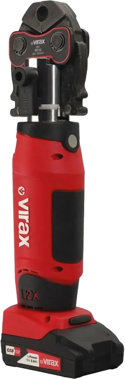 Virax Presse à sertir L2X Virax + pince mère + 2 batteries + inserts au choix-V Ø12-14-16-18-22 cuivre – noir/rouge/gris