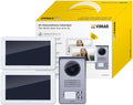 Vimar K40916 Kit interphone vidéo 7' tactile Bifamilial avec alimentation multifiche – gris/blanc