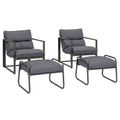 Chaise de jardin, avec coussin, coloris gris et anthracite, pour la terrasse ou le jardin