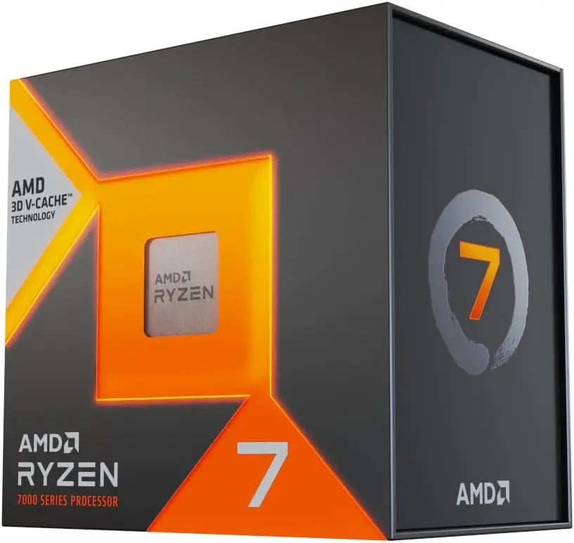 AMD Ryzen 7 7800X3D Processeur avec La Technologie 3D V-Cache Radeon Graphique Intégré – 120 W, 5 nm, 5,0 GHz, gris/orange