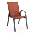 Chaise de jardin, en métal, coloris gris et terracotta, pour la terrasse ou le jardin