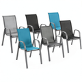 Chaise de jardin, en métal, coloris noir et gris, pour la terrasse ou le jardin