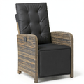 Chaise de jardin, en résine tressée, inclinable, avec coussin, coloris gris, pour la terrasse ou le jardin