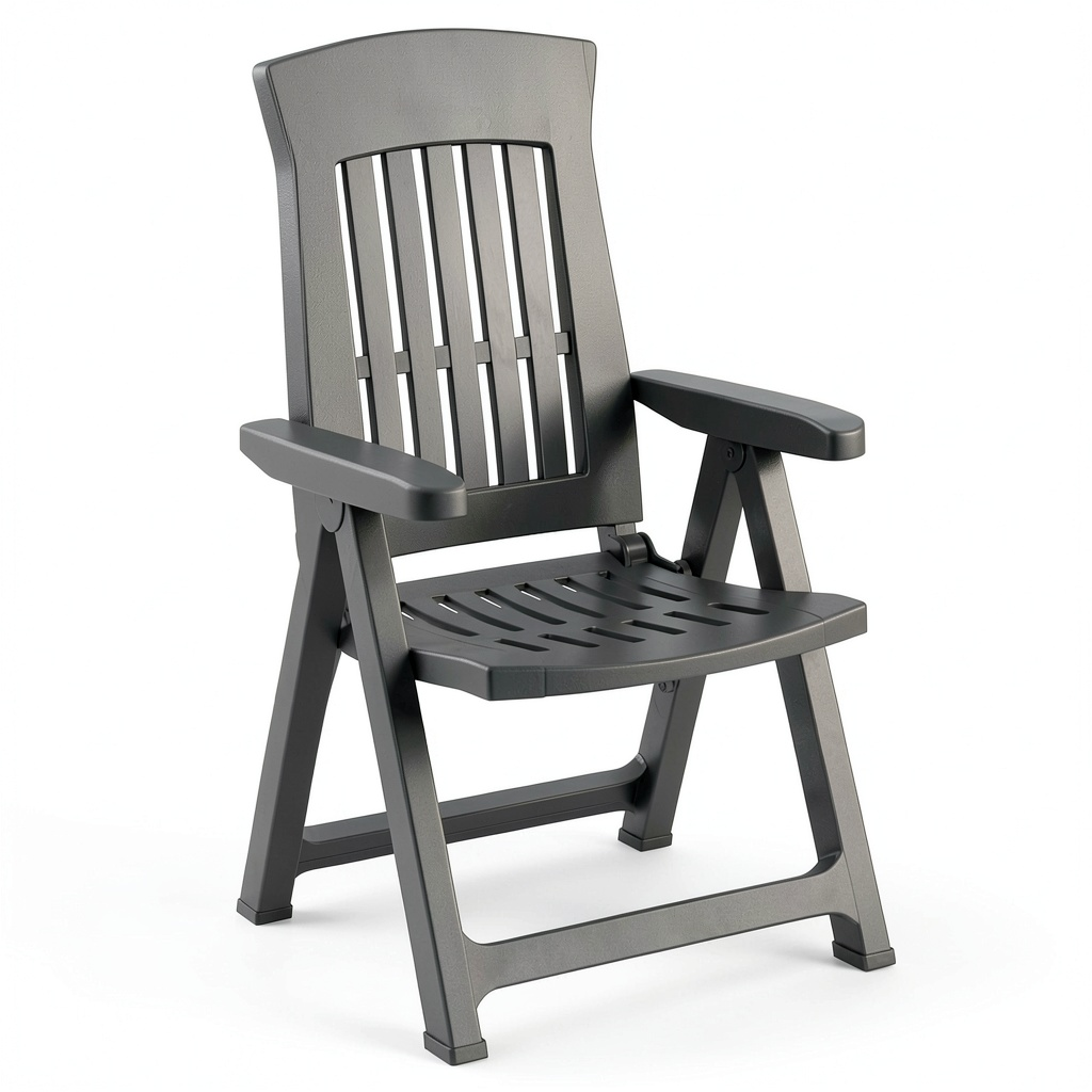 Chaise de jardin, inclinable, pliable, réglable, coloris anthracite, pour la terrasse ou le jardin