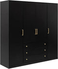 Vente-unique - Armoire 4 Portes et 3 tiroirs - L196 cm - Noir - Lizandro – meuble de rangement