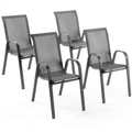 Chaise de jardin, en métal, coloris gris et anthracite, pour la terrasse ou le jardin