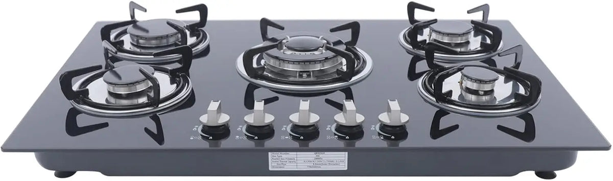 Table de cuisson à gaz encastrable à 5 brûleurs - Allumage par batterie - En acier inoxydable - Pour gaz – argenté