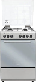 DL664EX Cuisinière à gaz avec four électrique 4 brûleurs 60 x 60 cm Inox Classe énergétique A – argenté
