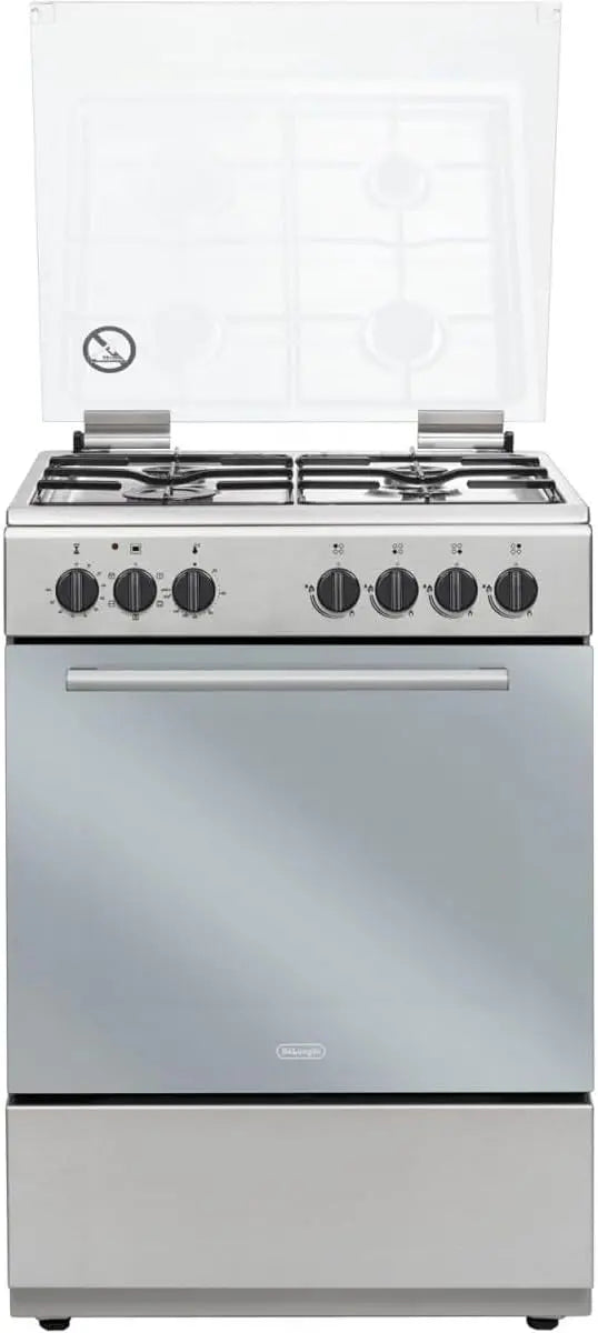 DL664EX Cuisinière à gaz avec four électrique 4 brûleurs 60 x 60 cm Inox Classe énergétique A – argenté