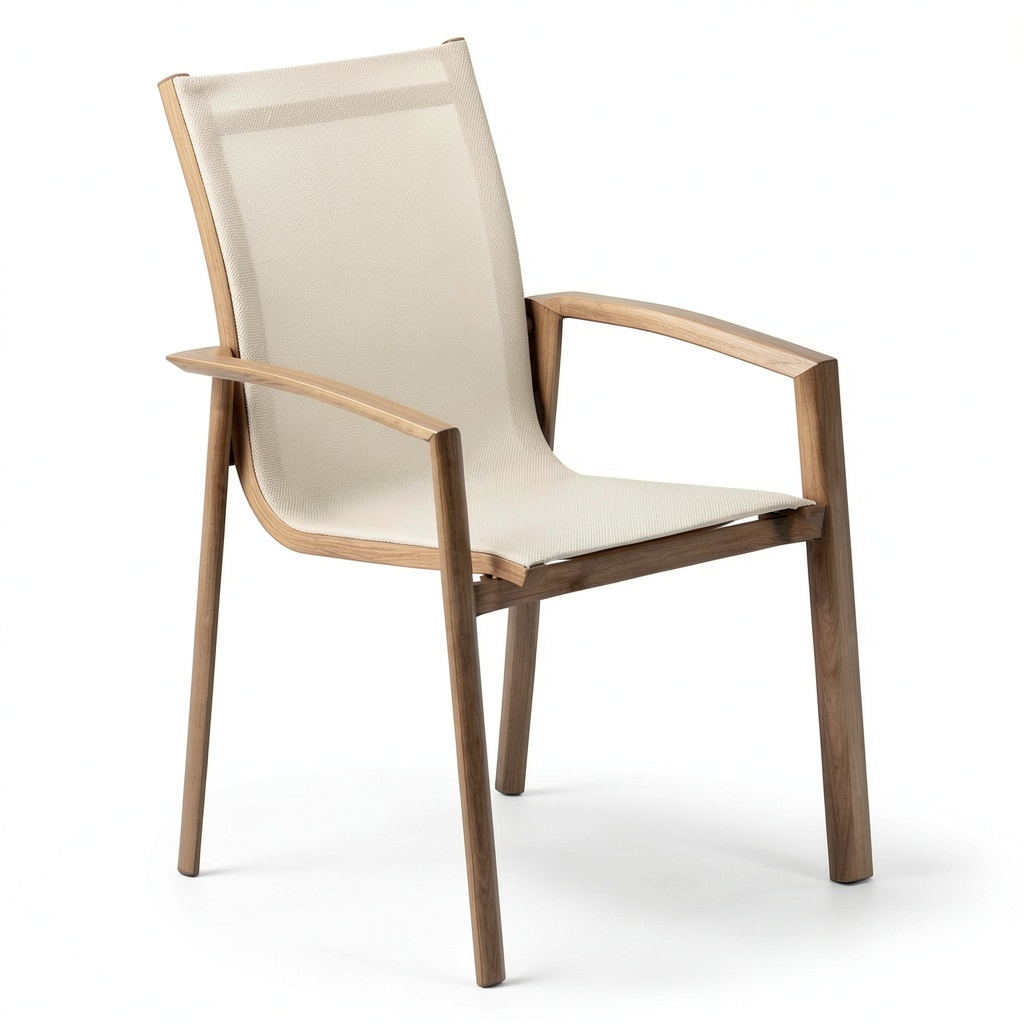 Chaise de jardin, en lin, coloris beige, pour la terrasse ou le jardin