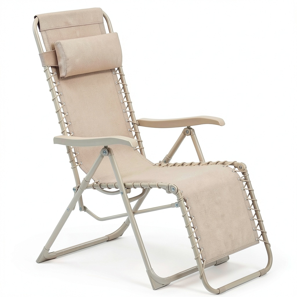 Chaise de jardin, en lin, coloris beige, pour la terrasse ou le jardin