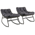 Chaise de jardin, à bascule, avec coussin, coloris gris et anthracite, pour la terrasse ou le jardin