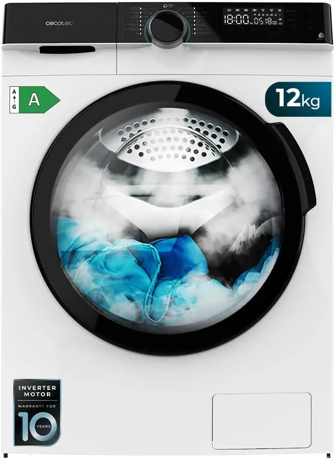 Cecotec Lave-linge à chargement frontal de 12 kg Bolero DressCode 121000 A. 2000 W – noir/gris