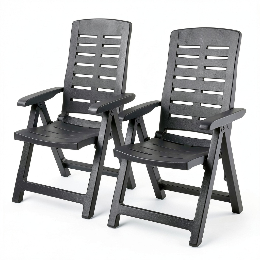 Chaise de jardin, inclinable, coloris anthracite, pour la terrasse ou le jardin