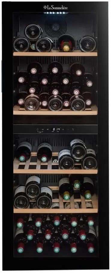 LA SOMMELIERE Cave de mise à température double zone SLS90DZ 91 Bouteilles – 152 kWh, noir/gris