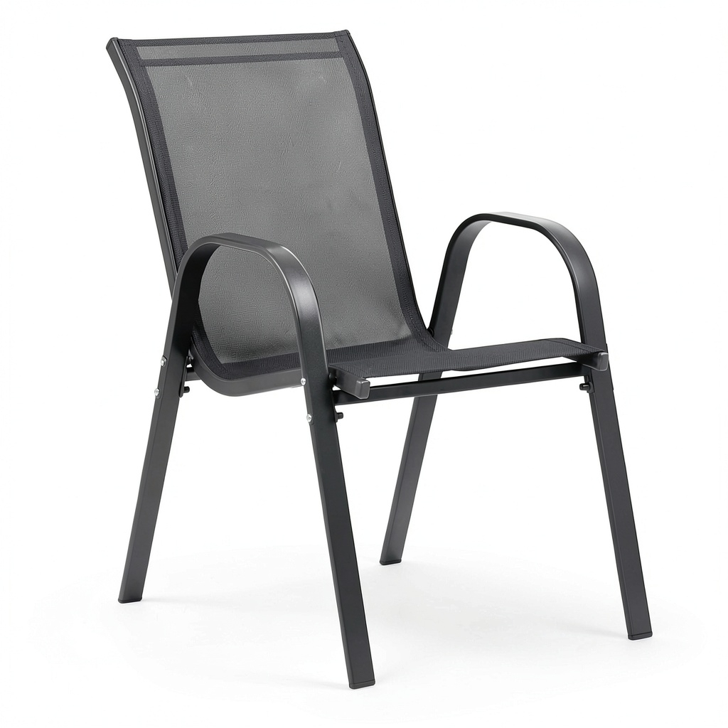Chaise de jardin, coloris gris et anthracite, pour la terrasse ou le jardin