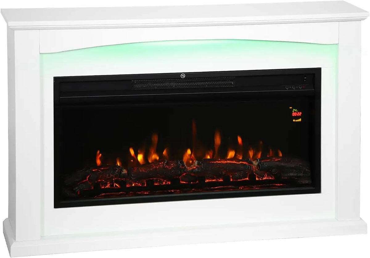 HOMCOM Cheminée Électrique 1000W/2000W Effet Flamme 5 Luminosités Blanc – 60 Hz