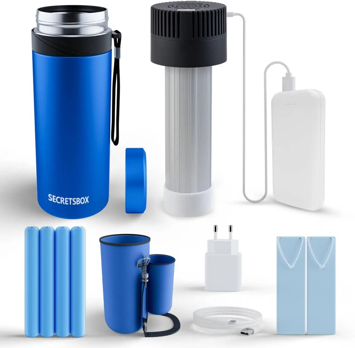 Réfrigérateur insuline portable 2-8 ℃ – 900 ml, 20000 mah, bleu/gris