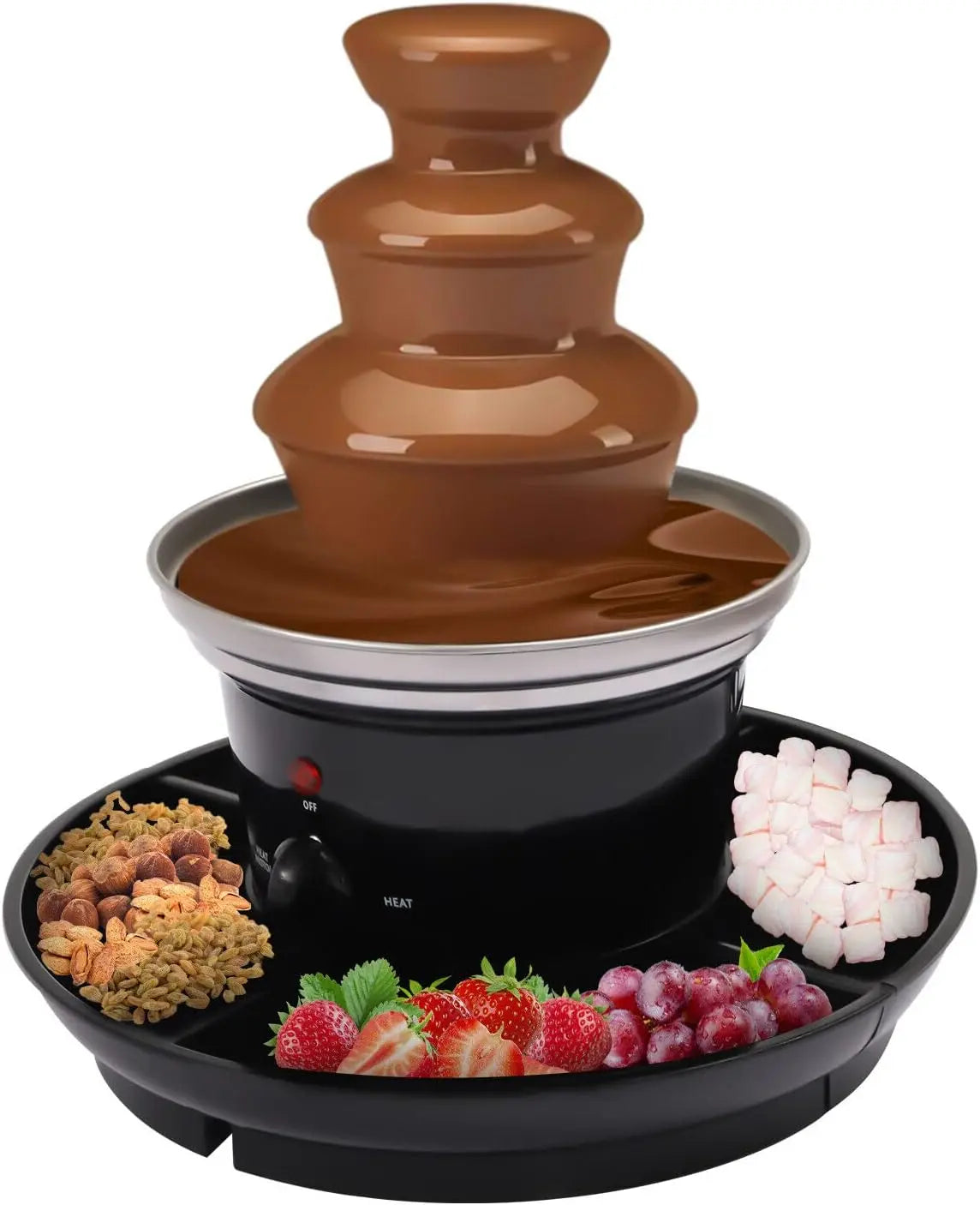 Fontaine à chocolat à 3 étages - En acier inoxydable - 40 W - Fonction maintien au chaud - Capacité – 26 x 27,2 cm