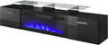 Homlando Meuble téléviseur Rova EF 190cm avec cheminée électrique façade fraisée MDF de haute qualité – 1400 W / 1600 W, 50 Hz