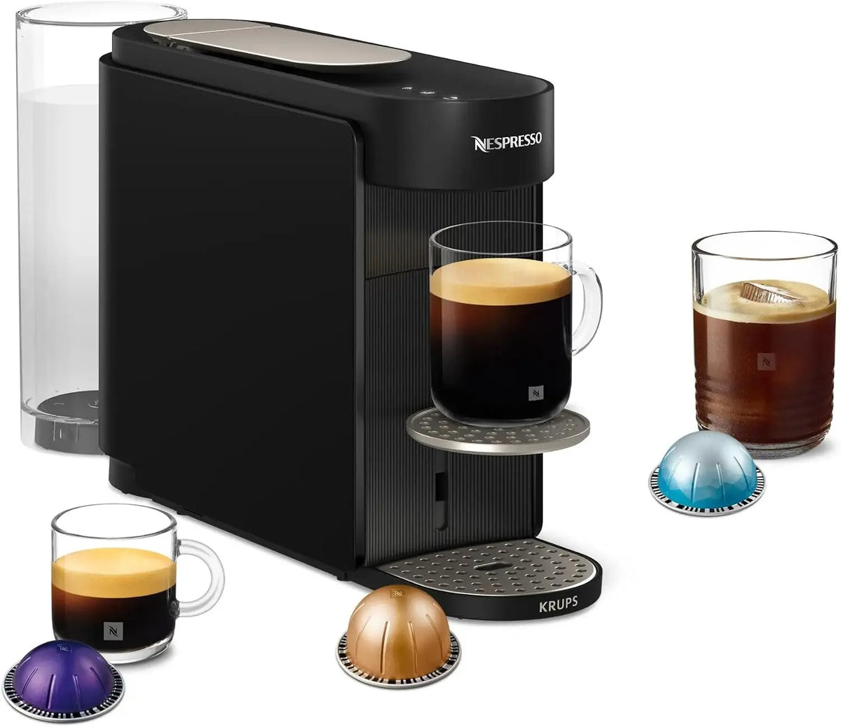 KRUPS Machine à capsules Nespresso VERTUO UP Noire YY5859FD – 1,4 L