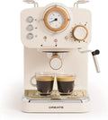 CREATE / THERA RETRO/Cafetière express semi-automatique blanc mat et bois/ 20 bar – 1100 W, 1,25 L