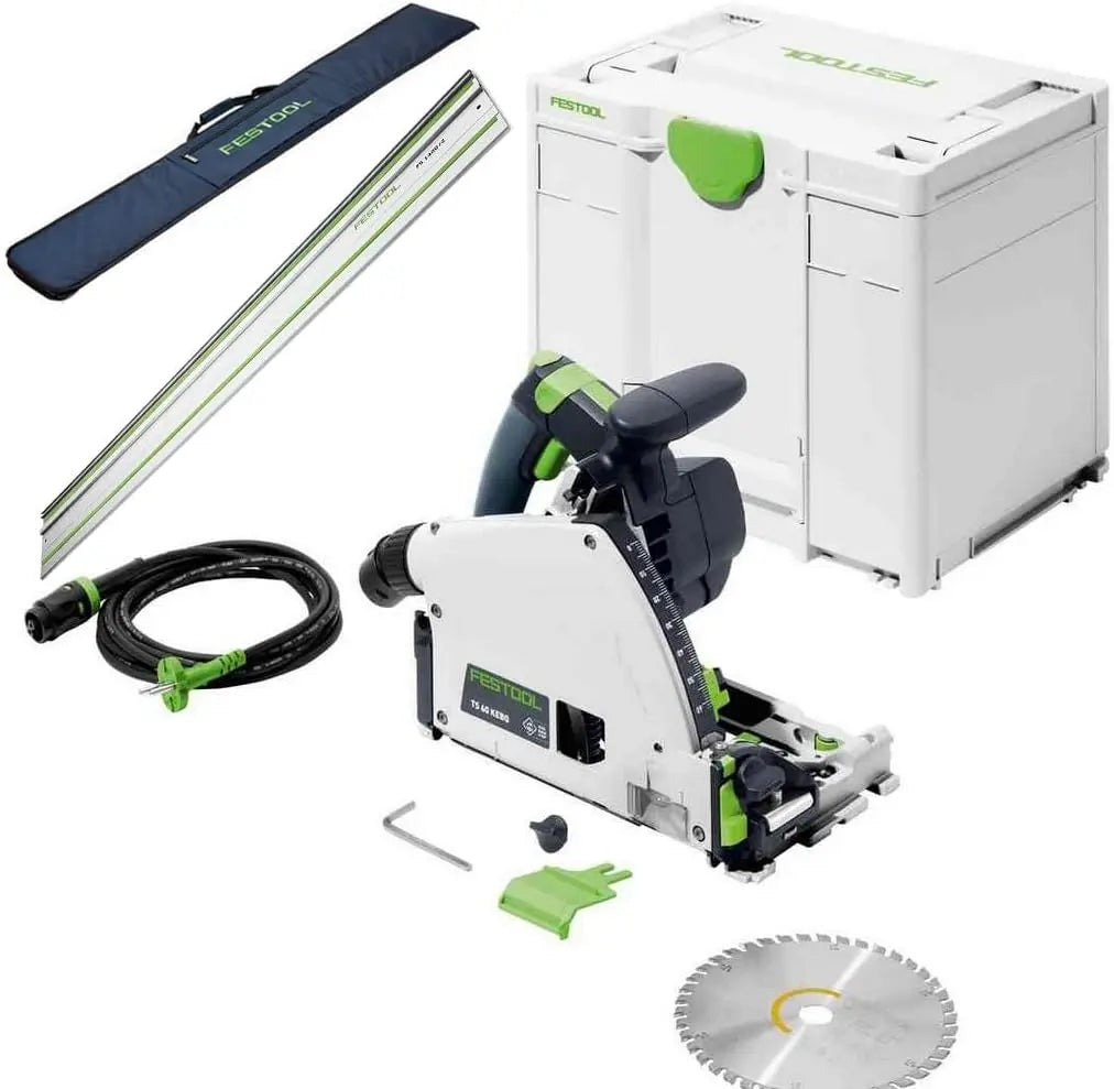 Festool Scie plongeante TS 60 KEBQ-Plus avec rails de guidage FS1400/2 et sac FS-Bag – gris
