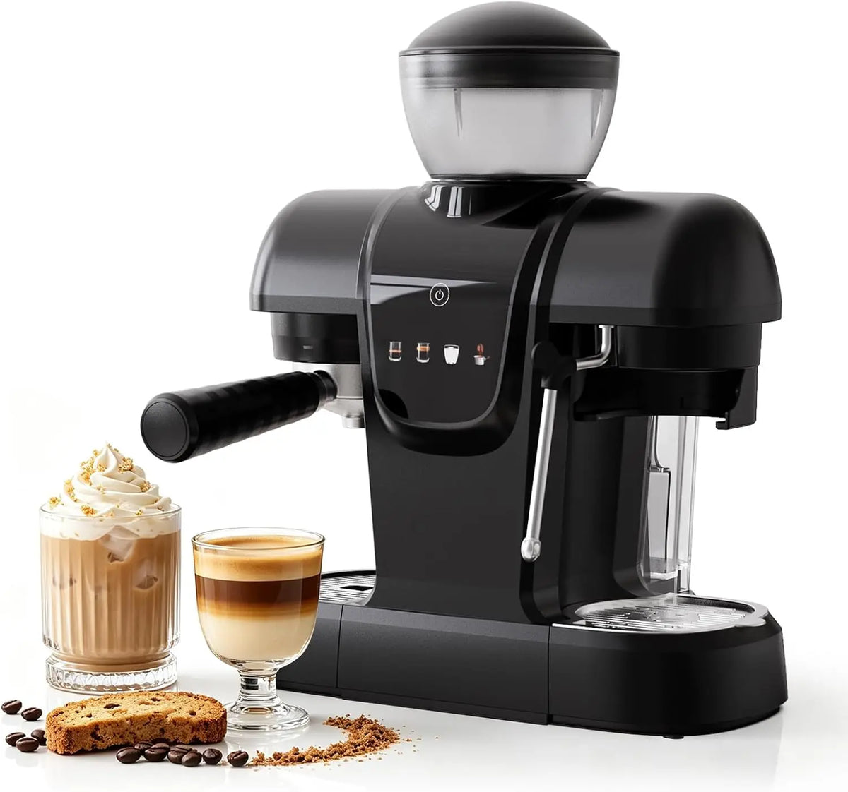 Machine à café expresso avec broyeur – 800 ml, noir
