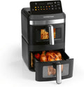 GOURMETmaxx FryUp Friteuse à air chaud à double chambre verticale XXL 12 l – 2800 W, gris/noir