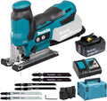 Makita DJV185RF1J Scie sauteuse pendulaire sans fil 18 V / 3,0 Ah 1 batterie + chargeur en coffret Makpac – gris/bleu/noir