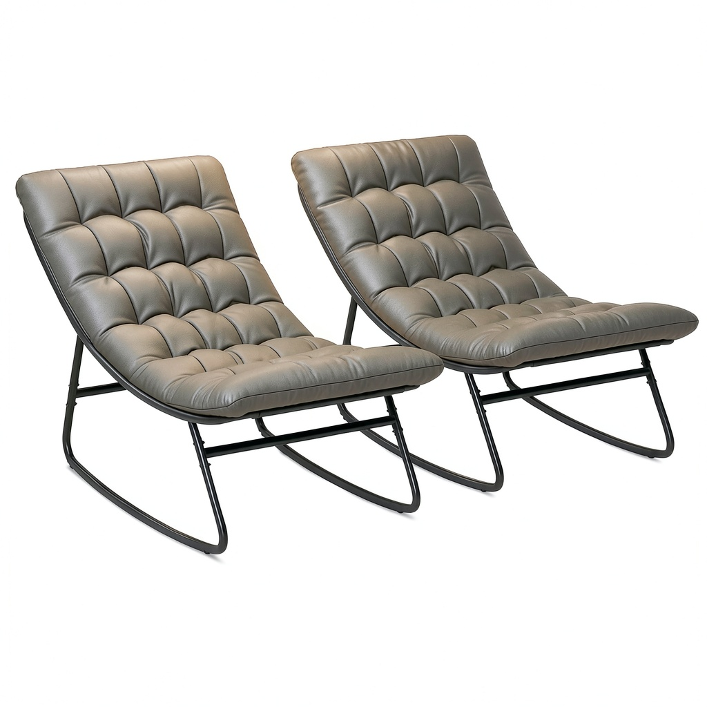 Fauteuil, à bascule, avec coussin, coloris gris, pour le salon ou la chambre