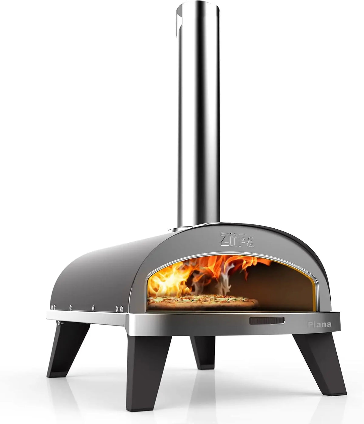 ZiiPa • Four à Pizza à Pellets Piana • Ardoise • Ultra Compact & Innovant • Chauffe à 450°C en 20 min • – gris/noir