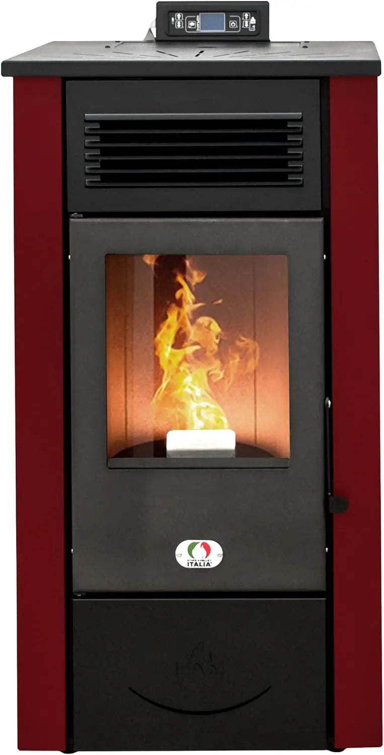 STUFE A PELLET ITALIA Canada 14 KW poêle à granulés – noir/gris/rouge