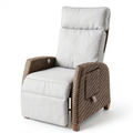 Chaise de jardin, inclinable, avec coussin, réglable, en aluminium et résine tressée, coloris beige, pour la terrasse ou le jardin