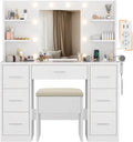 Devoko Grande Coiffeuse avec Miroir et Tabouret – 110 x 40 x 137 cm, blanc
