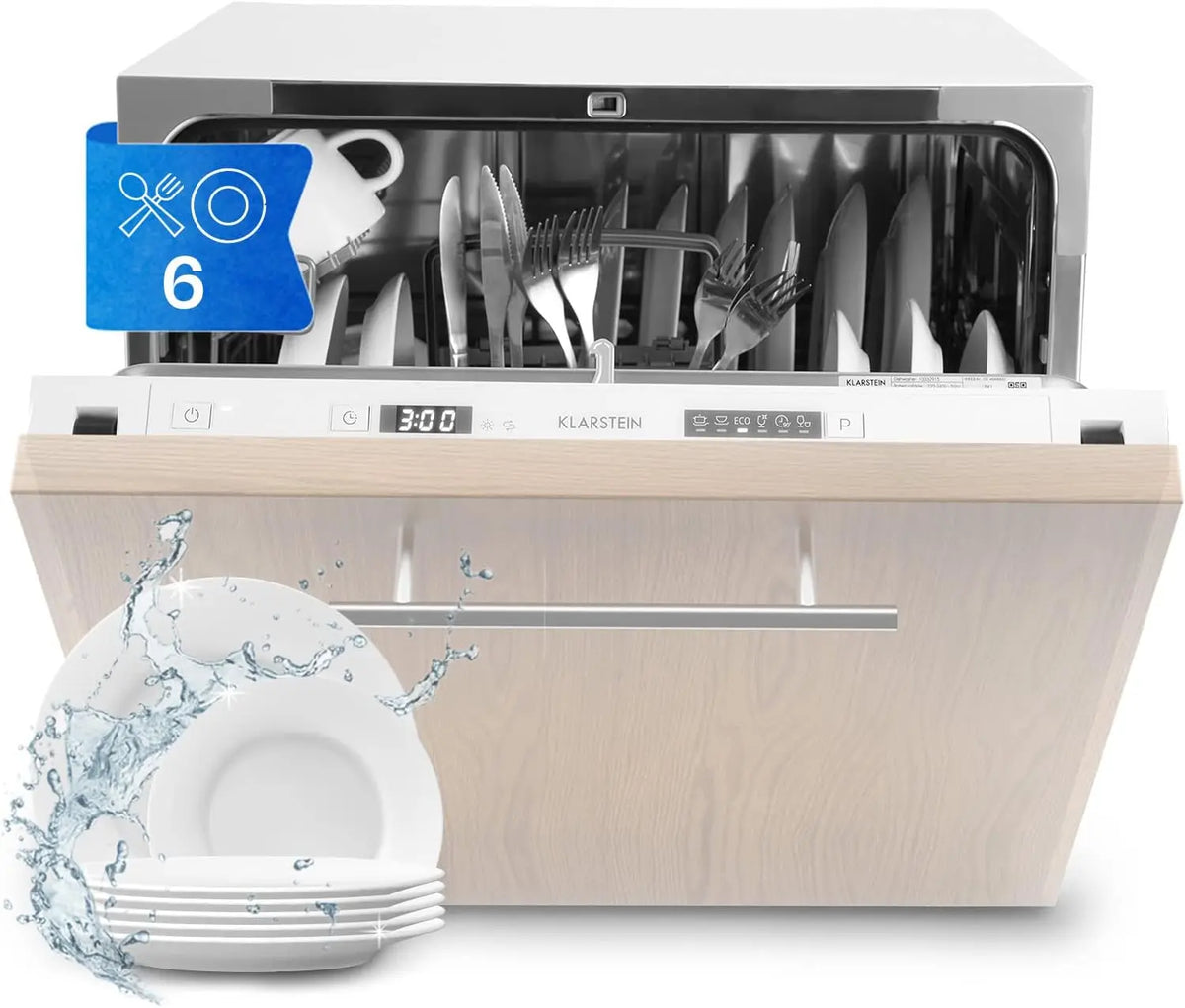 Klarstein Mini Lave Vaisselle de 6 Couvert lave-vaisselle – 6 COUVERTS, gris/beige