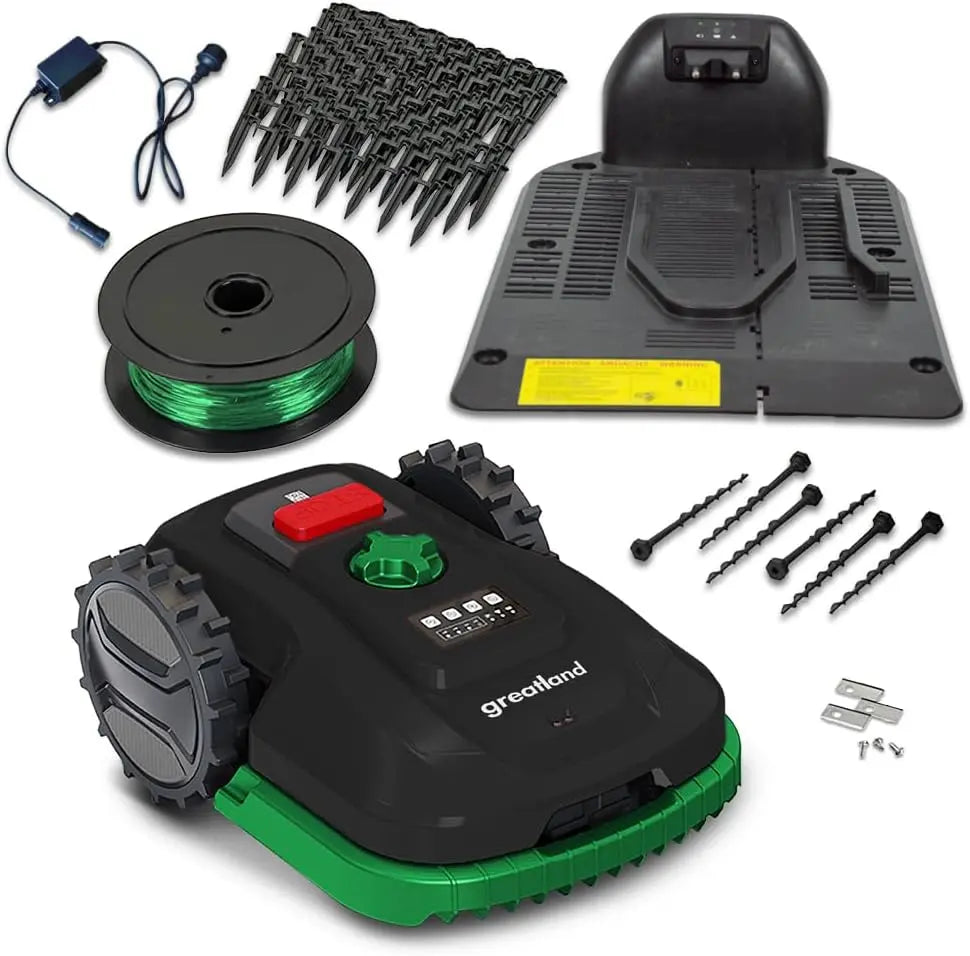 Robot Tondeuse 20V avec Fil périmétrique - Largeur de Coupe 18cm – 4 Ah, gris/noir