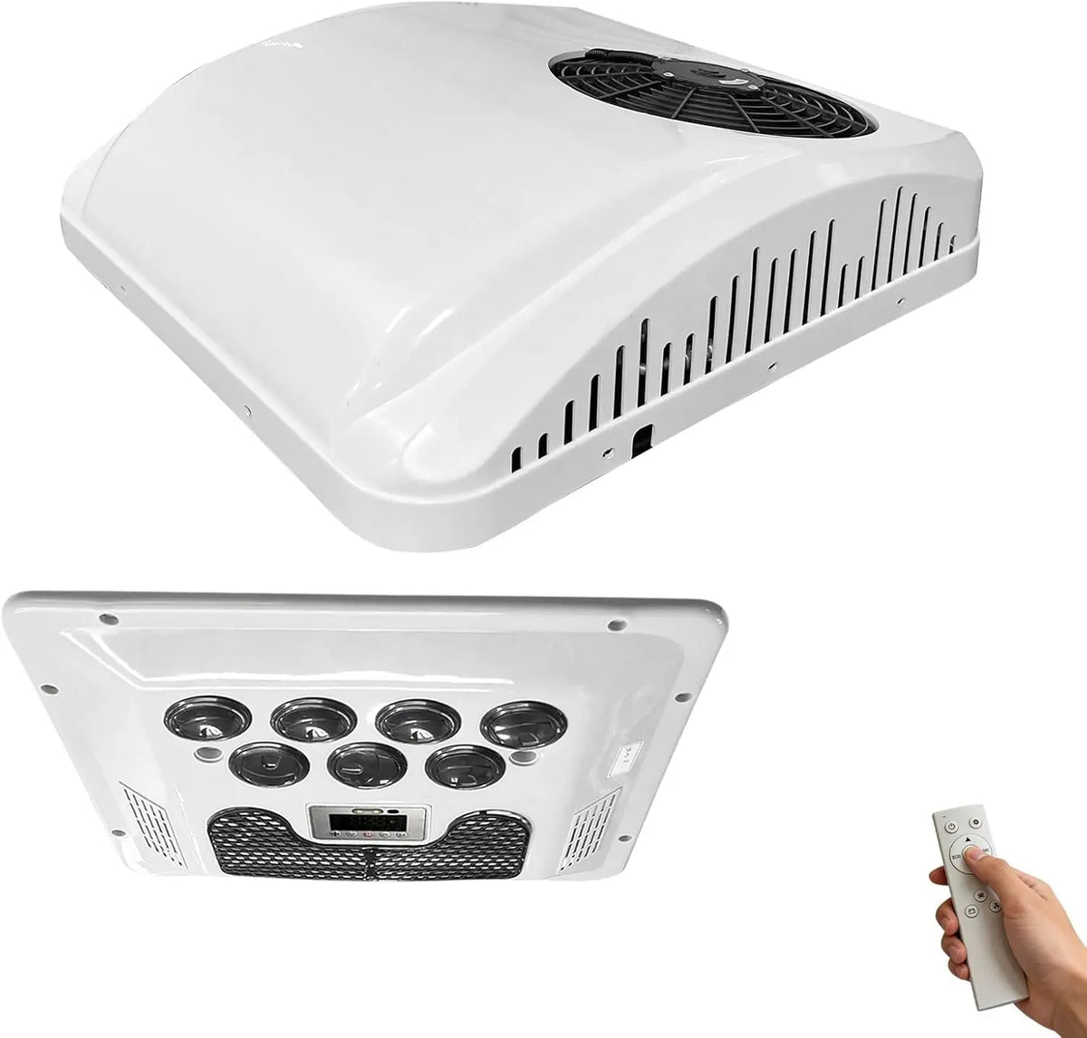 Climatiseur de Toit 12V pour Camping-Cars/Climatiseur 12V pour Camping-Cars – 2300 W / 1000 W, gris