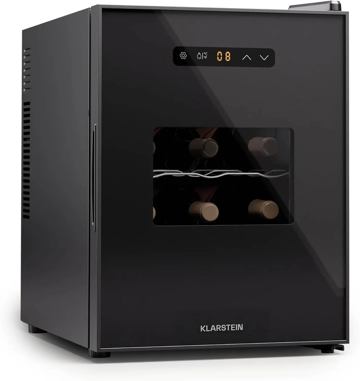 KLARSTEIN cave à vin autonome 1 zone – 12 bouteilles, noir/gris