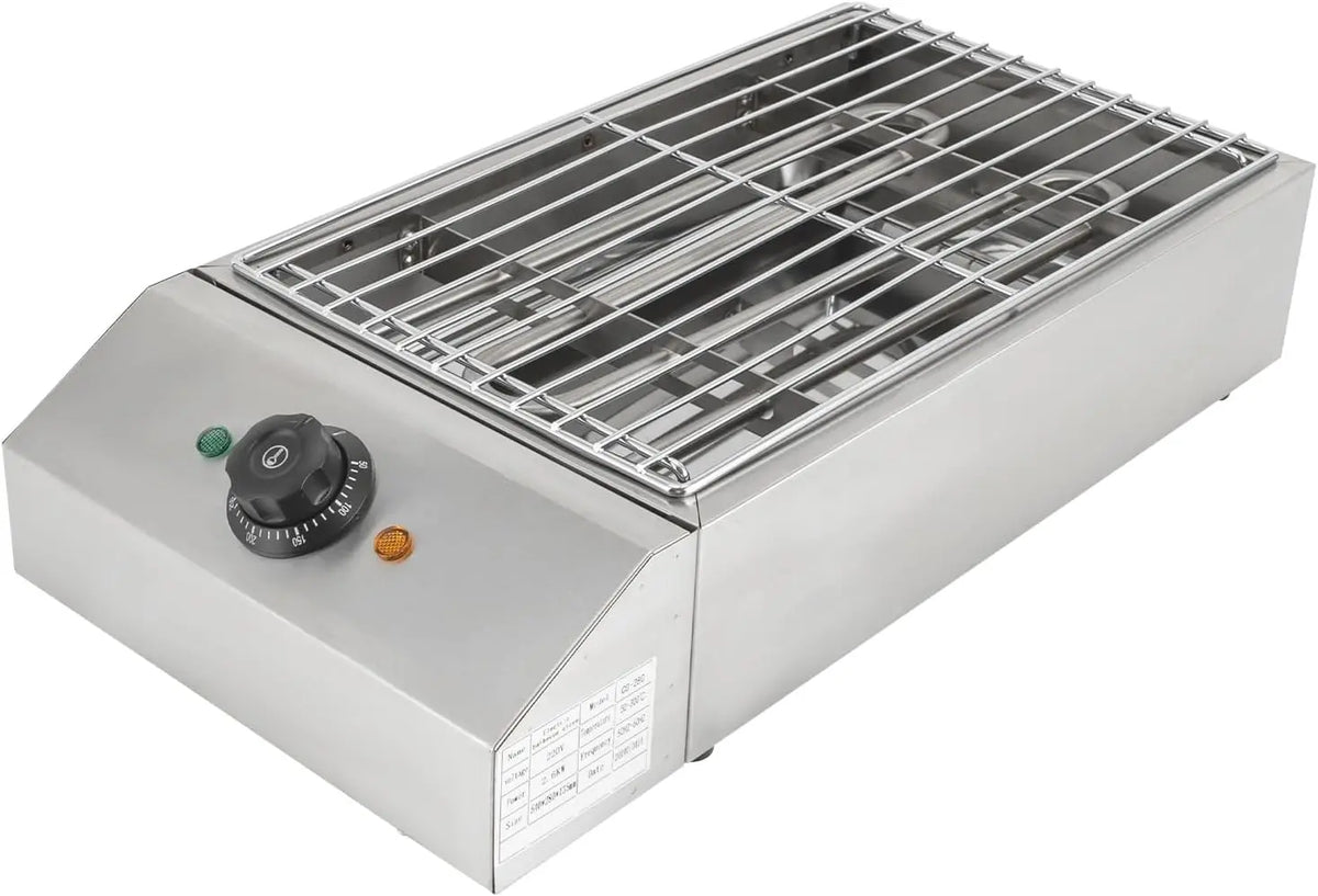 Barbecue de table électrique de table 2,6 kW - Barbecue électrique amovible avec bac d'égouttement – 60 Hz, gris