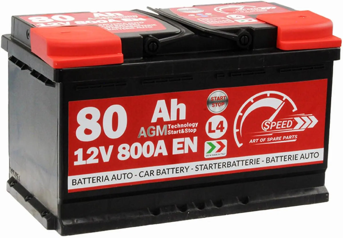 Batterie voiture Speed Start&Stop 80Ah 800A 12V AGM Speed Technologie AGM – noir/rouge/gris