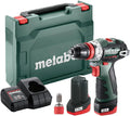 Metabo Perceuse-Visseuse sans balais 12V PowerMaxx BS 12 BL Q 2x 2.0 Ah – 2,0 Ah, 38 Nm / 20 Nm, vert/gris
