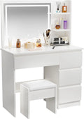 Coiffeuse avec Miroir LED et Tabouret – gris