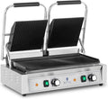 Royal Catering Presse à Panini Double 3 600 W Plaques Rainurées 50-300 °C Avec Collecteur de graisse – argenté