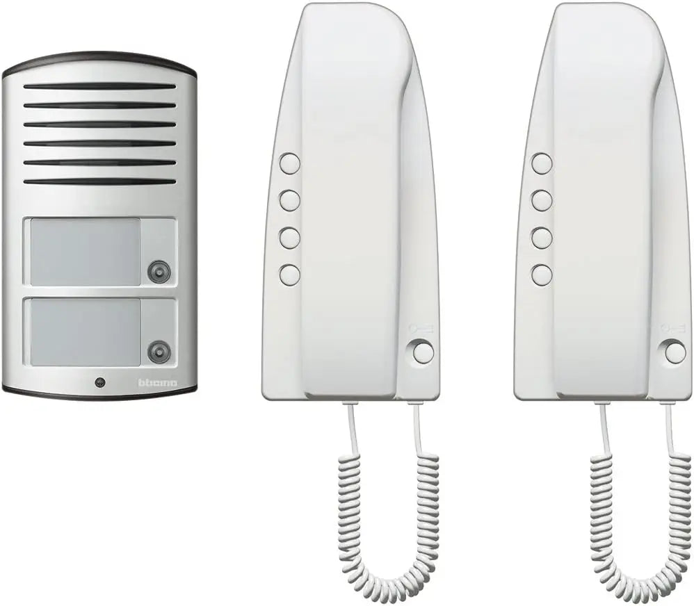 Kit interphone audio-vidéo pour maison bifamiliale avec poste extérieur Linea 2000 et postes intérieurs – gris