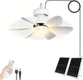 KZT Ventilateur solaire de plafond avec éclairage et télécommande – gris/blanc/noir