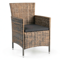 Chaise de jardin, en résine tressée, avec coussin, coloris gris, pour la terrasse ou le jardin